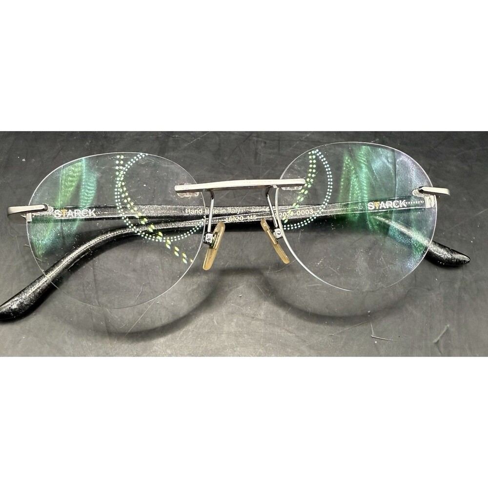 STARCK Rimless Eyeglasses SH2021 0003 Black Arms Italy Made Mens 48-20-145 Frame